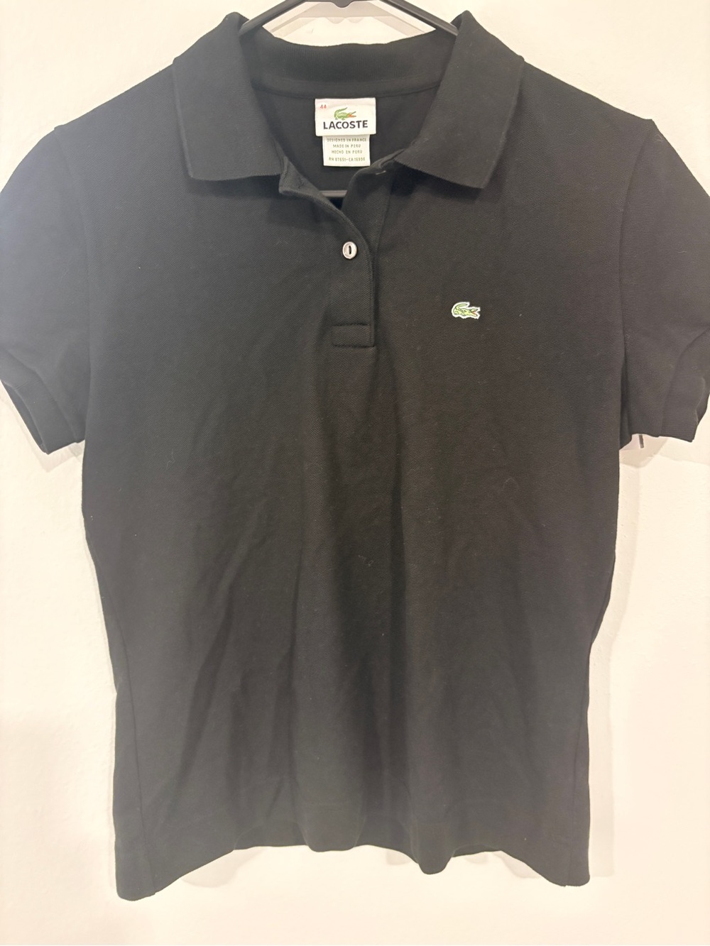Lacoste Black women’s Polo with Green Crocodile Logo